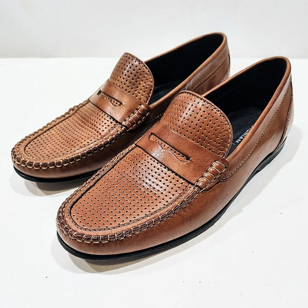 Bostonian Penny Loafers Men’s 8.5M Tan Brown Leather Slip-On Dress Casual Shoes